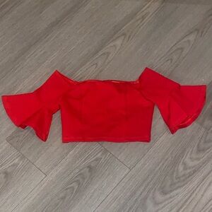 Chic Red Off-Shoulder Crop Top